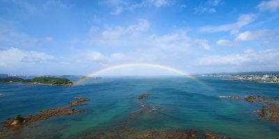 「東急ハーヴェストクラブ南紀田辺」から見た太平洋。海にかかる虹が！